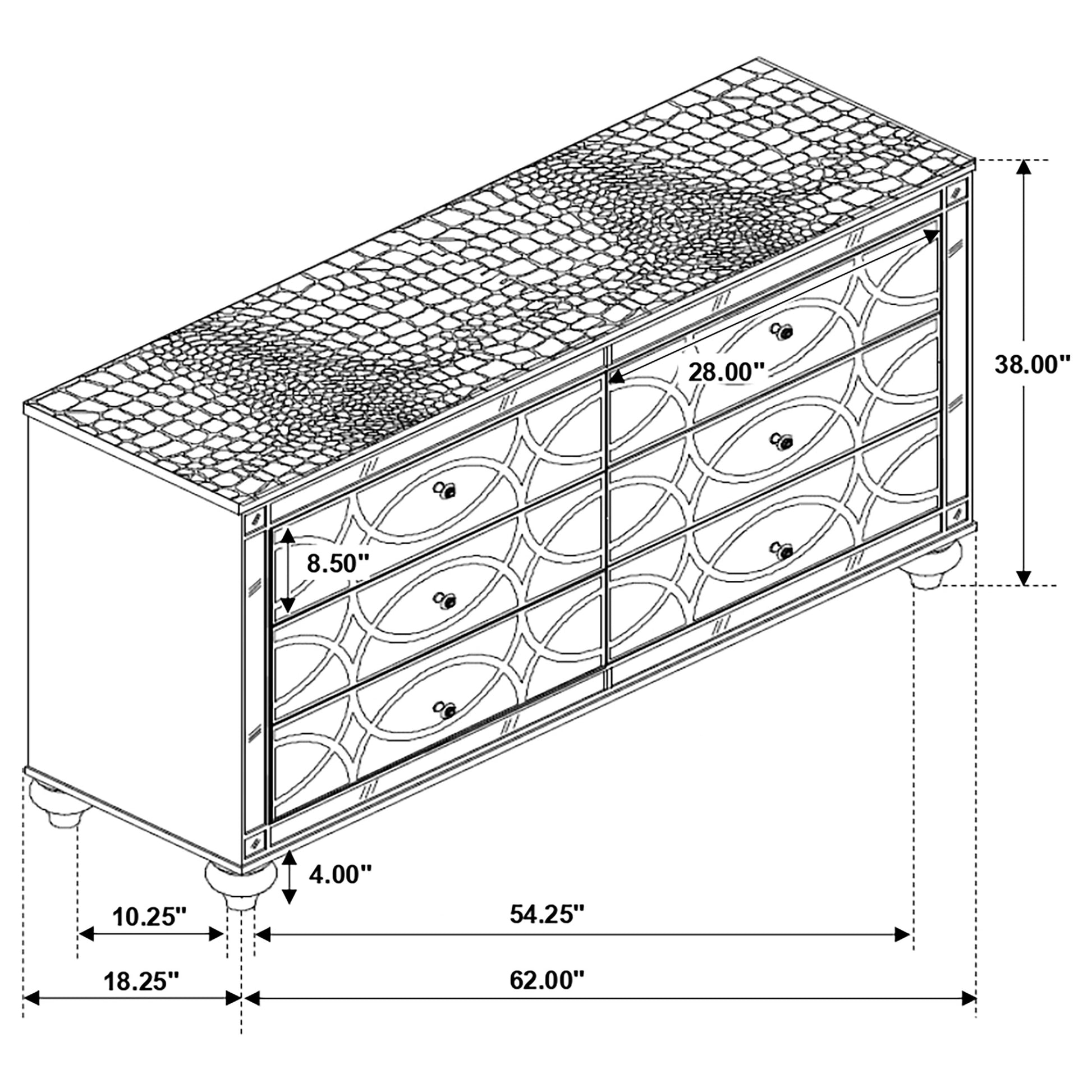 Gunnison 6-drawer Dresser Silver Metallic Just Like Home Express Gunnison 6-drawer Dresser Silver Metallic Just Like Home Express