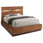 Cama Queen Winslow Wood con paneles de almacenamiento en nogal ahumado