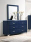 Melody 6-drawer Upholstered Dresser with Mirror Pacific Blue