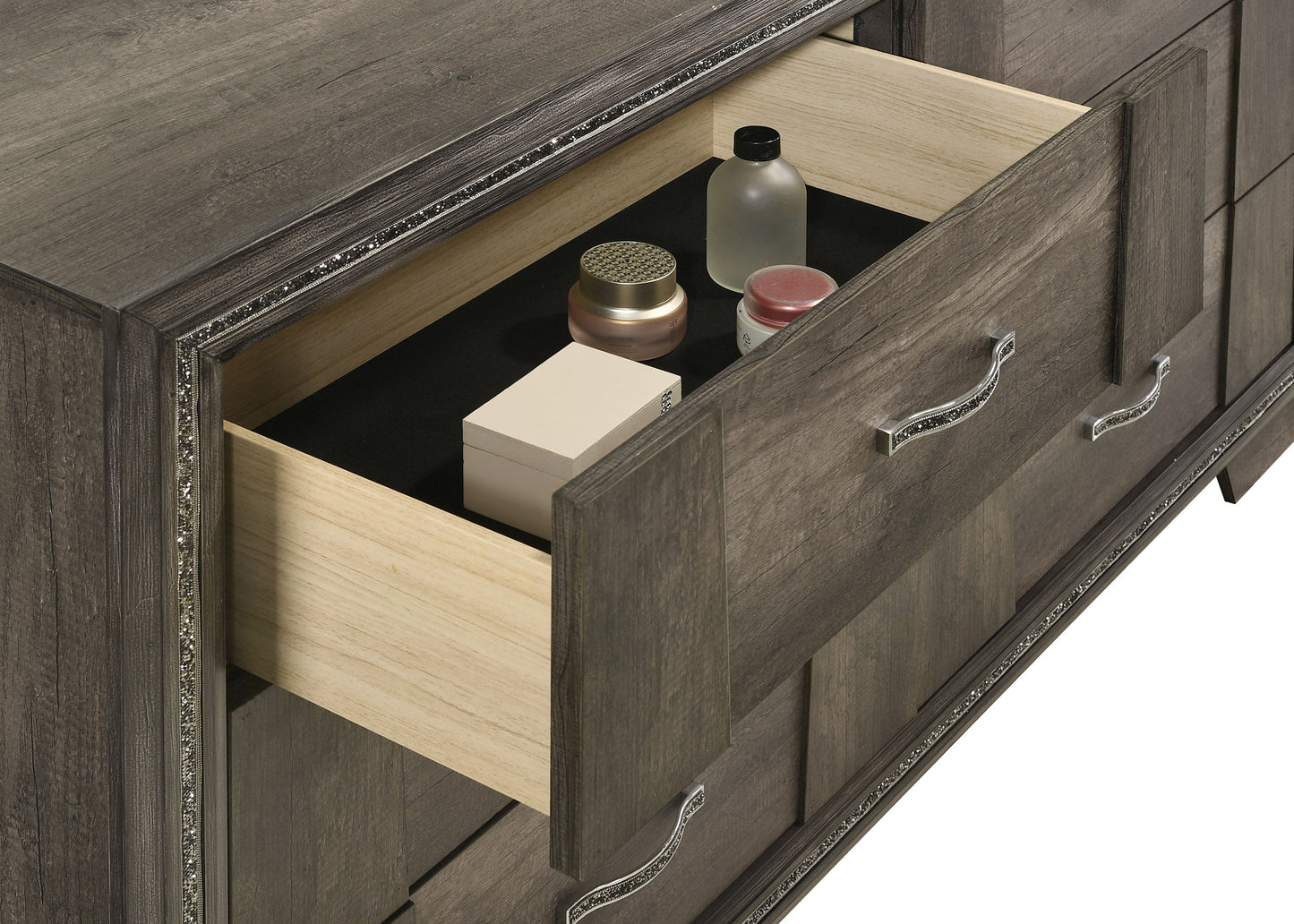 Janine 6-drawer Dresser with Mirror Grey