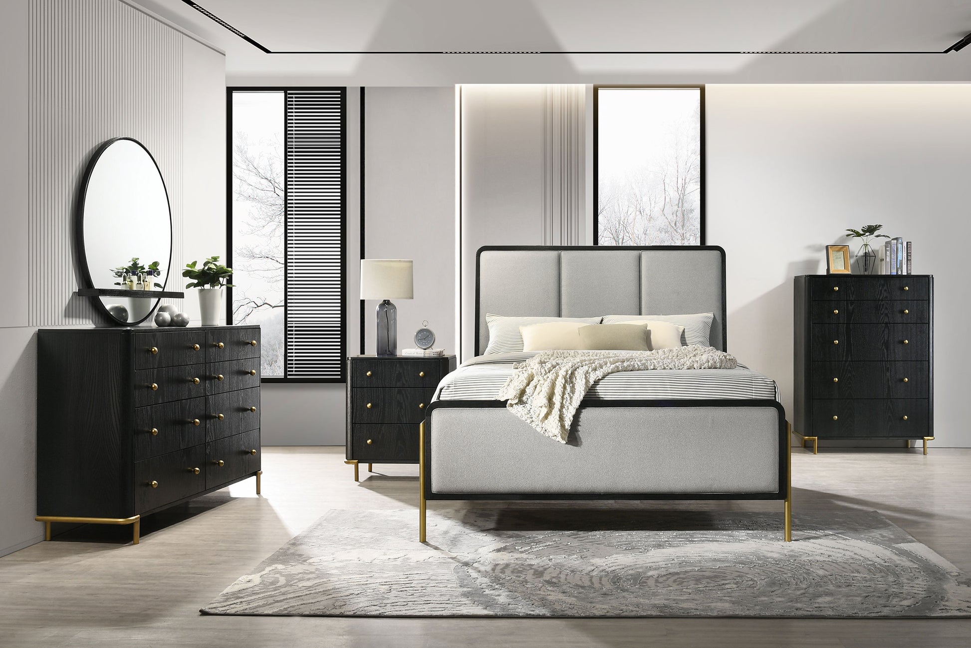 black mirror for dresser Arini - Round Vanity Wall Mirror with Shelf