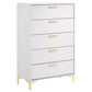 Cómoda de dormitorio Kendall de 5 cajones en blanco