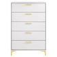 Cómoda de dormitorio Kendall de 5 cajones en blanco
