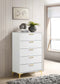 Cómoda de dormitorio Kendall de 5 cajones en blanco