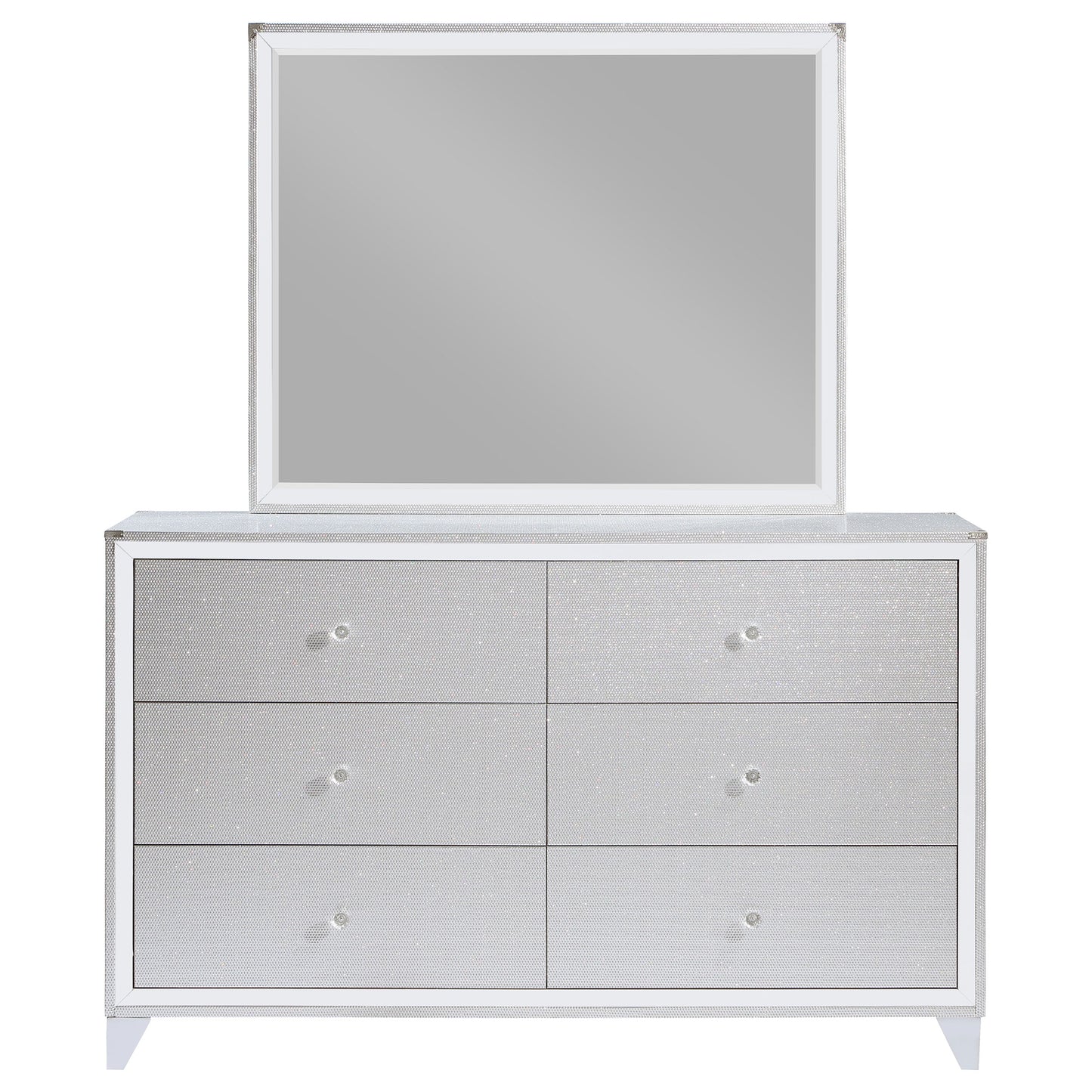 Larue 6-drawer Dresser with Mirror Silver
