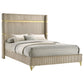 Cama Queen tapizada Lucia de 61 pulgadas con respaldo alto en beige