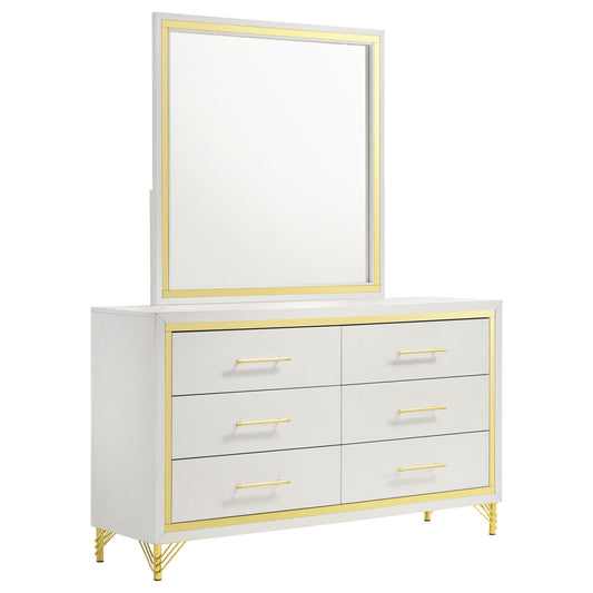 Lucia 6-drawer Bedroom Dresser with Mirror White