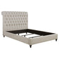 Cama Devon de 57 pulgadas tapizada con paneles completos en beige
