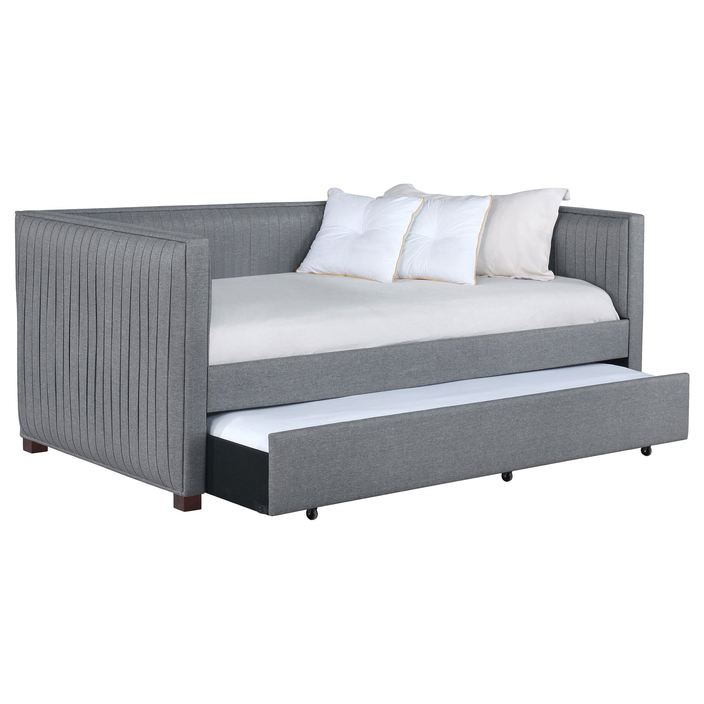 Sofá cama individual tapizado Brodie con cama nido en gris