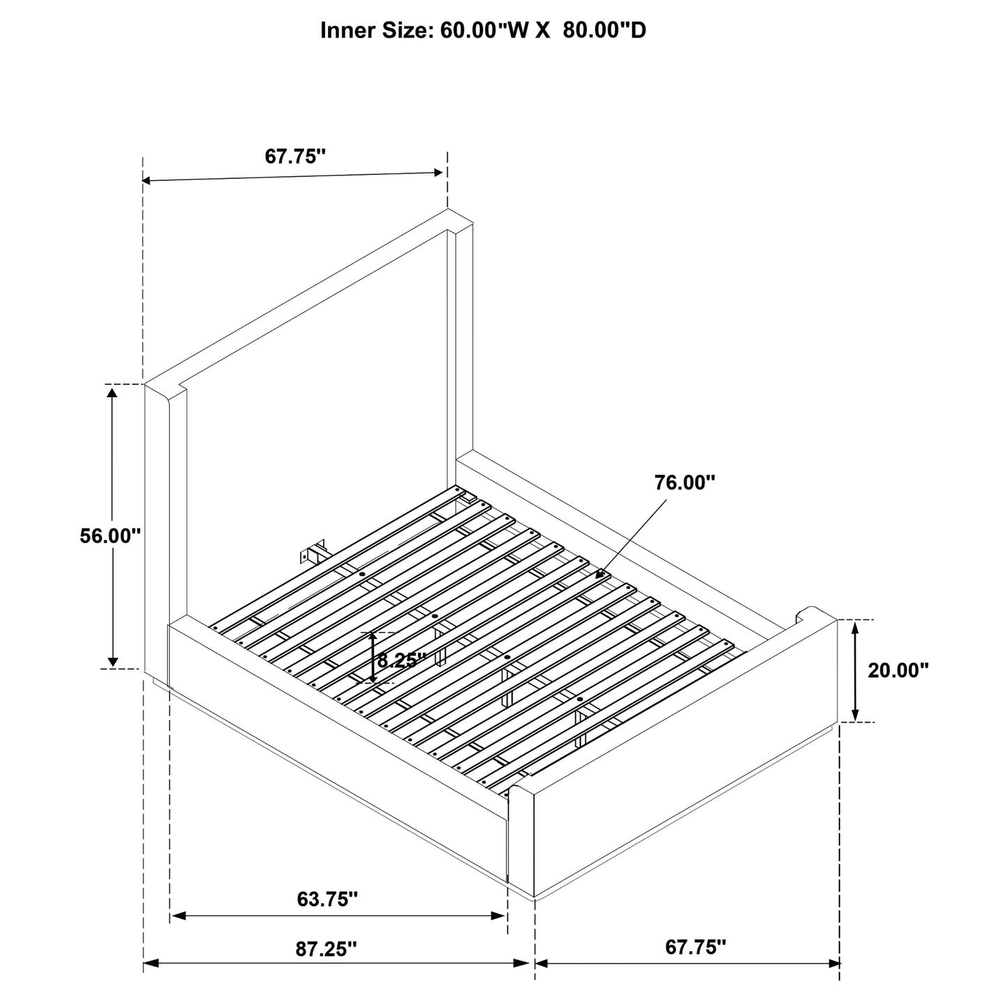 Cama Queen tipo trineo tapizada Nala color crema