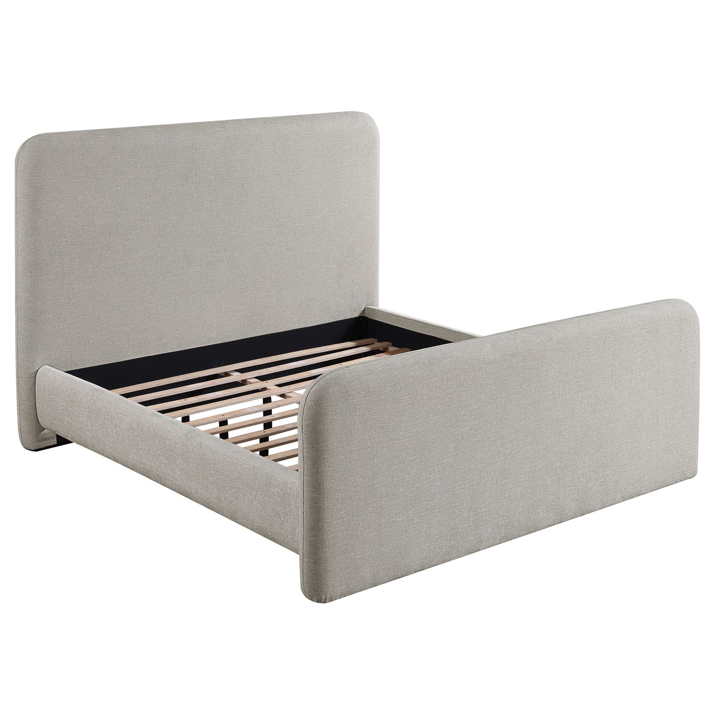 Cama King tapizada Wren con paneles en gris