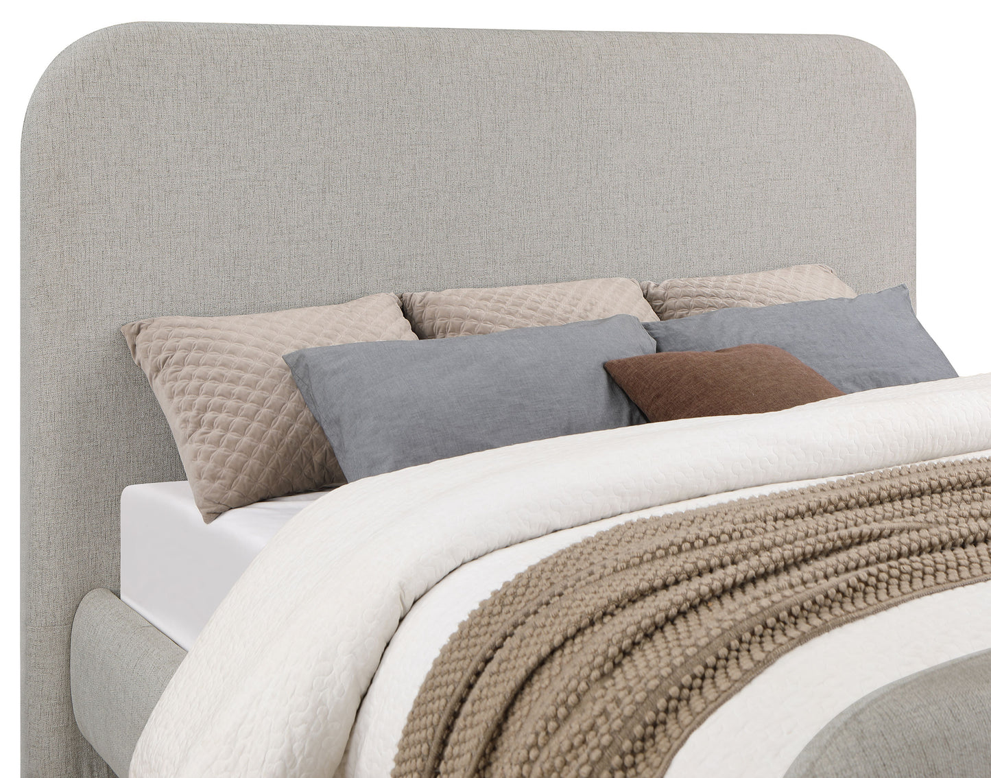 Cama King tapizada Wren con paneles en gris