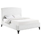 Cama Queen Mosby tapizada con respaldo alto, color nieve