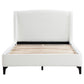 Cama Queen Mosby tapizada con respaldo alto, color nieve