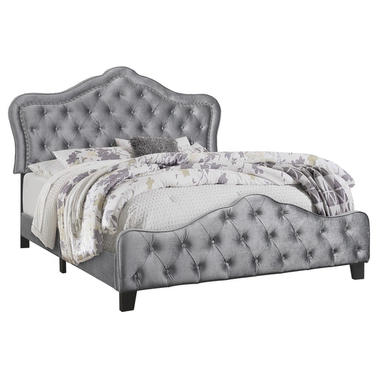 Bella Upholstered Queen Panel Bed Grey