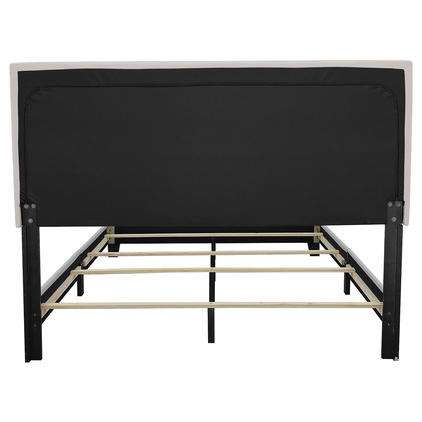 Cama Boyd tapizada de paneles completos color marfil