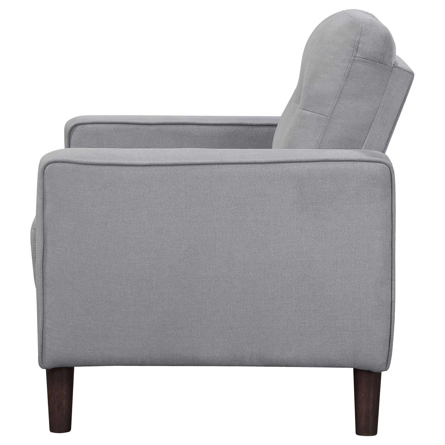 Sillón tapizado Bowen con brazos de riel y capitoné, color gris