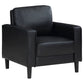 Conjunto de sofá tapizado Ruth de 3 piezas con brazos, color negro