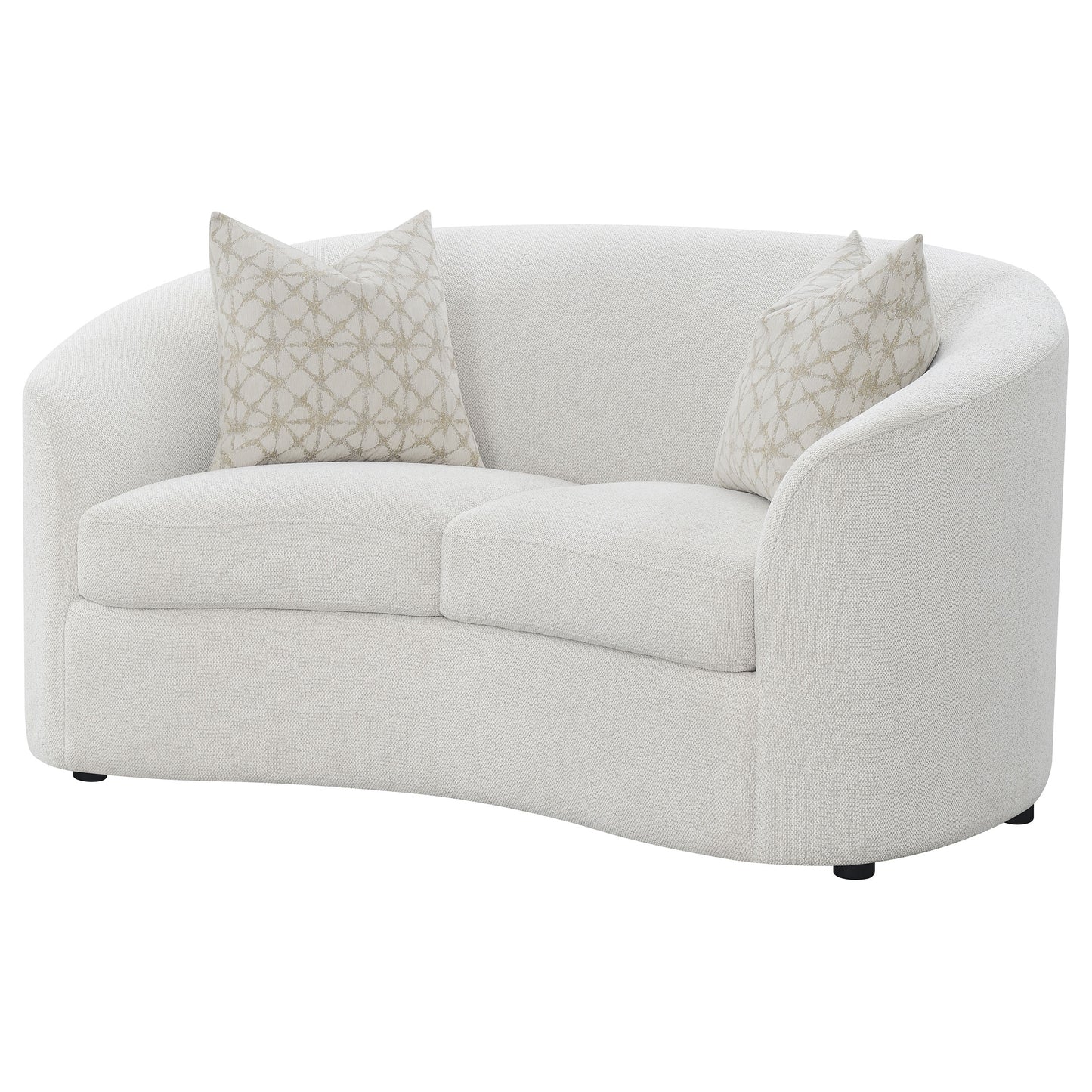 Loveseat Rainn Boucle tapizado con brazos inclinados color Latte