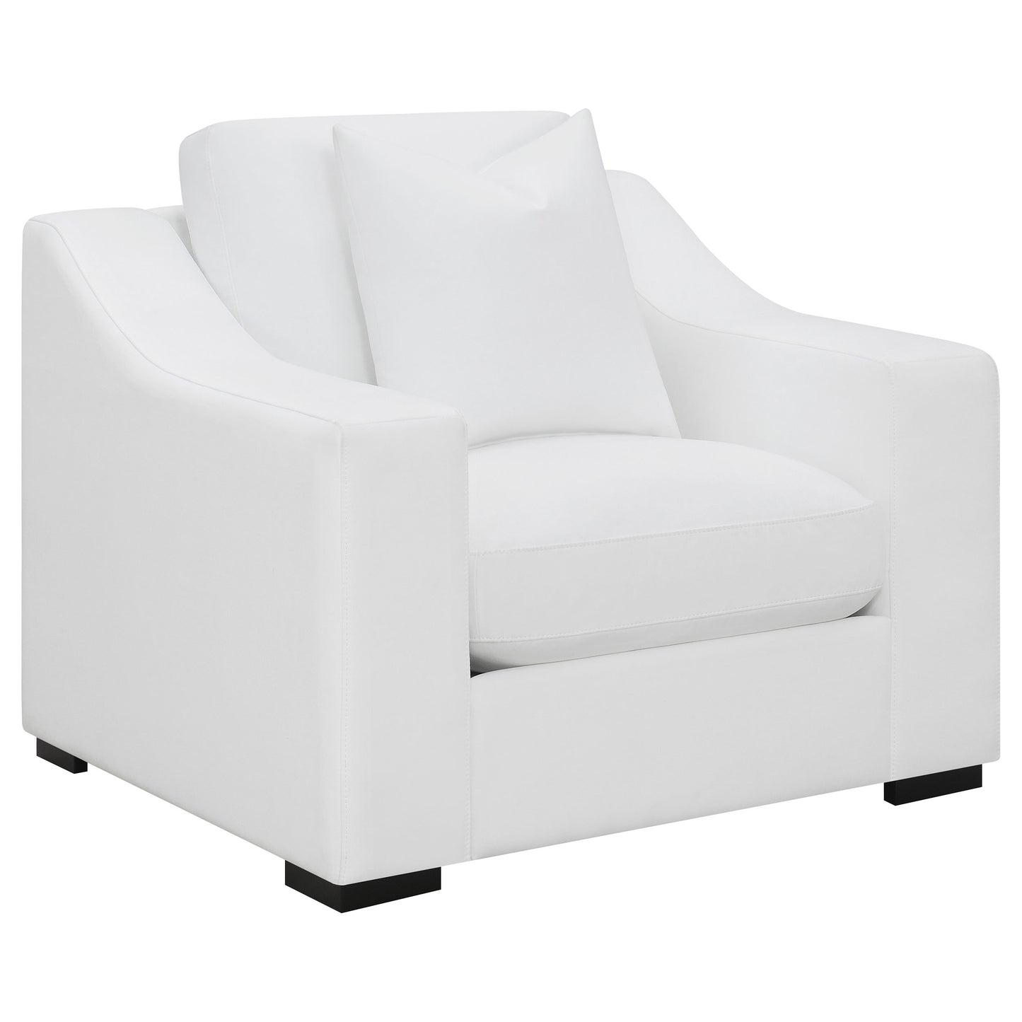 Sillón tapizado con brazos inclinados Ashlyn, color blanco