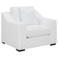 Sillón tapizado con brazos inclinados Ashlyn, color blanco