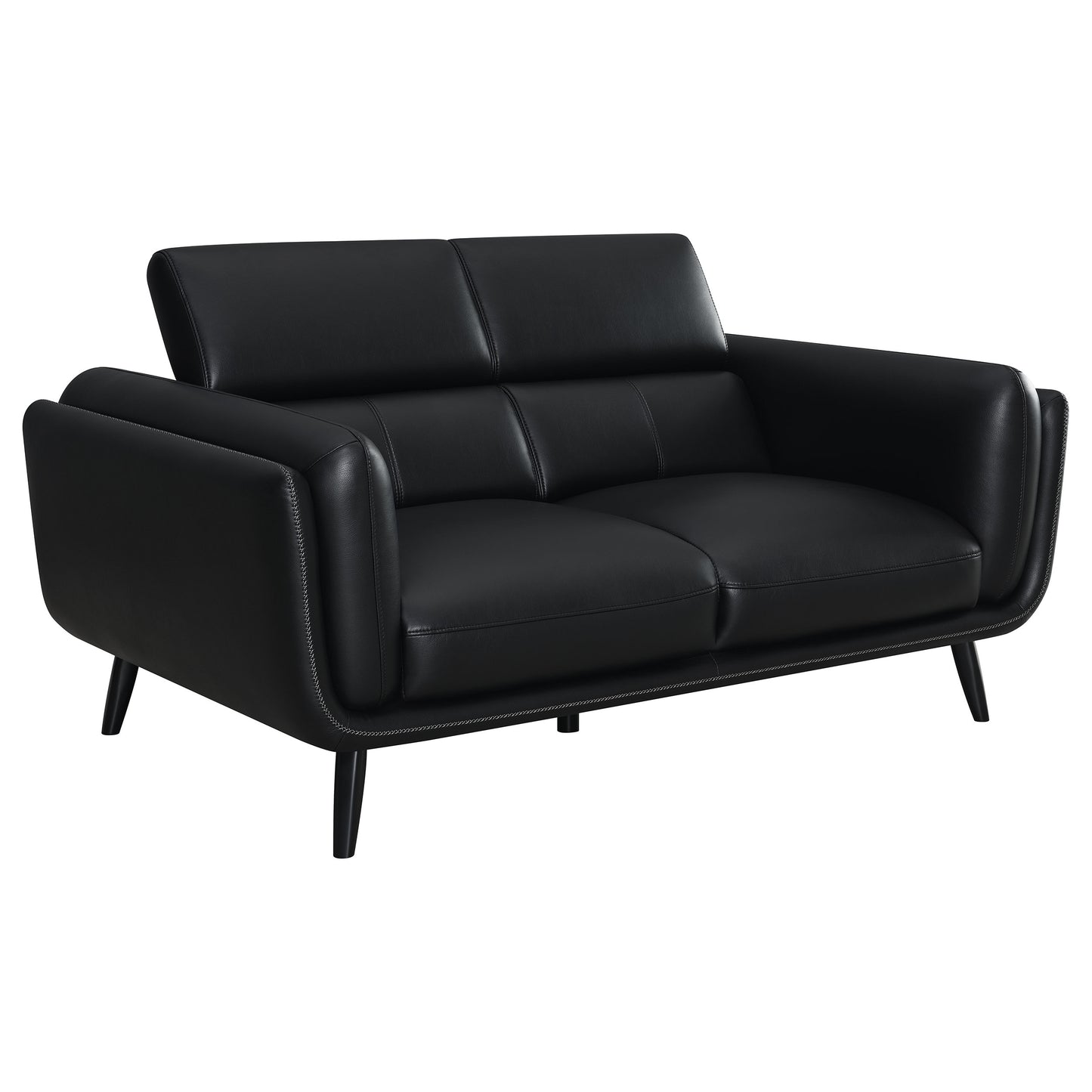 Shania Track Arms Loveseat with Tapered Legs Black