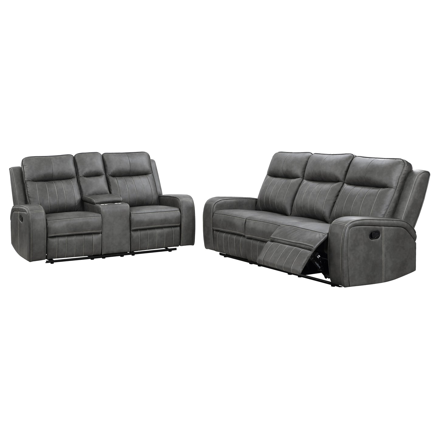 Conjunto de sofá reclinable tapizado de 2 piezas Raelynn gris