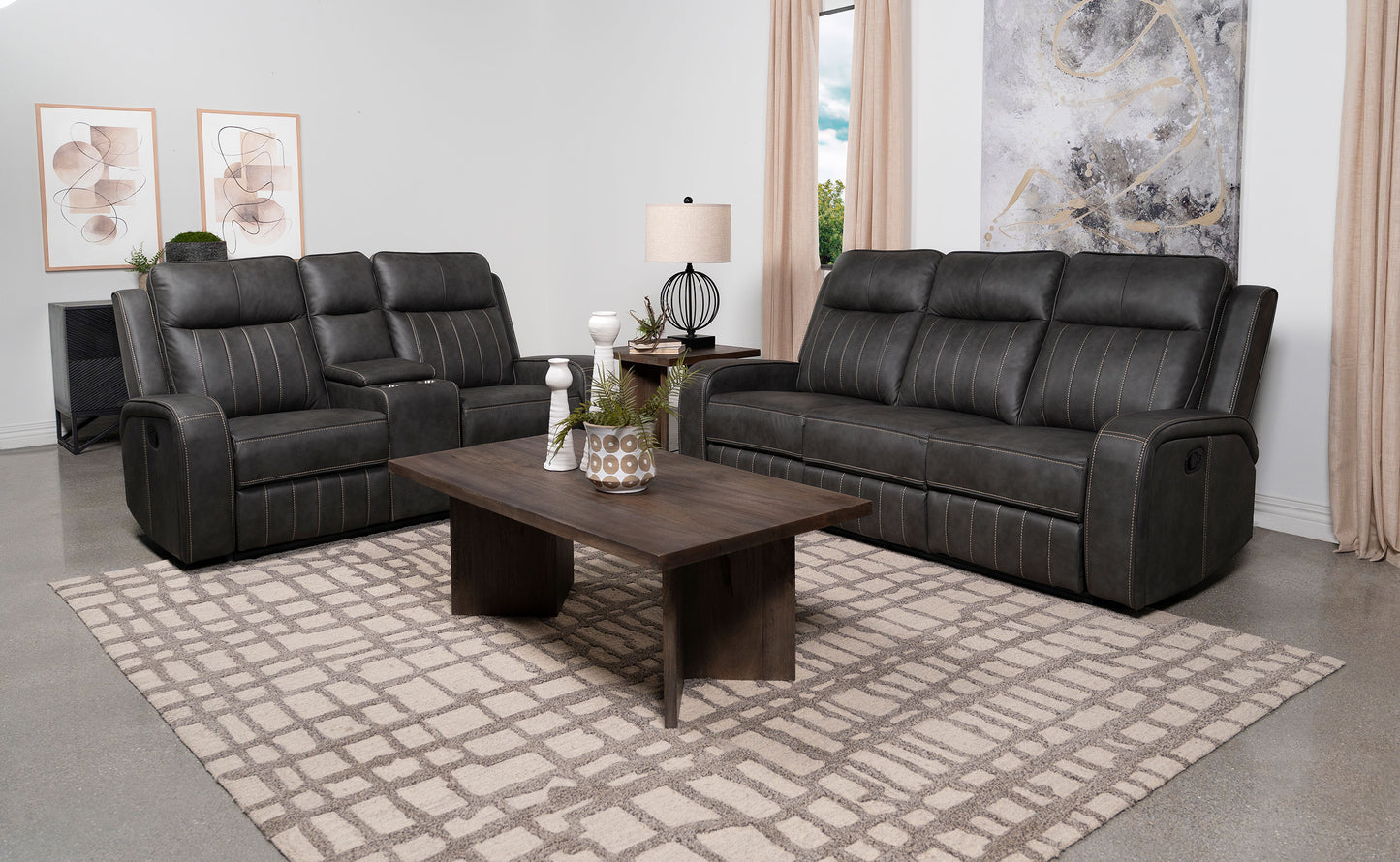 Conjunto de sofá reclinable tapizado de 2 piezas Raelynn gris