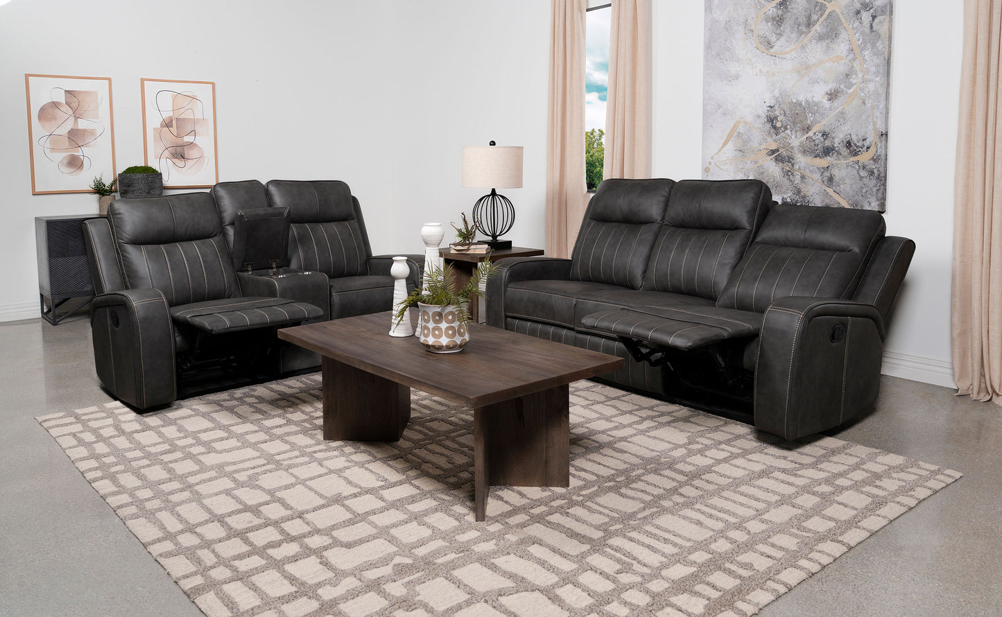 Conjunto de sofá reclinable tapizado de 2 piezas Raelynn gris