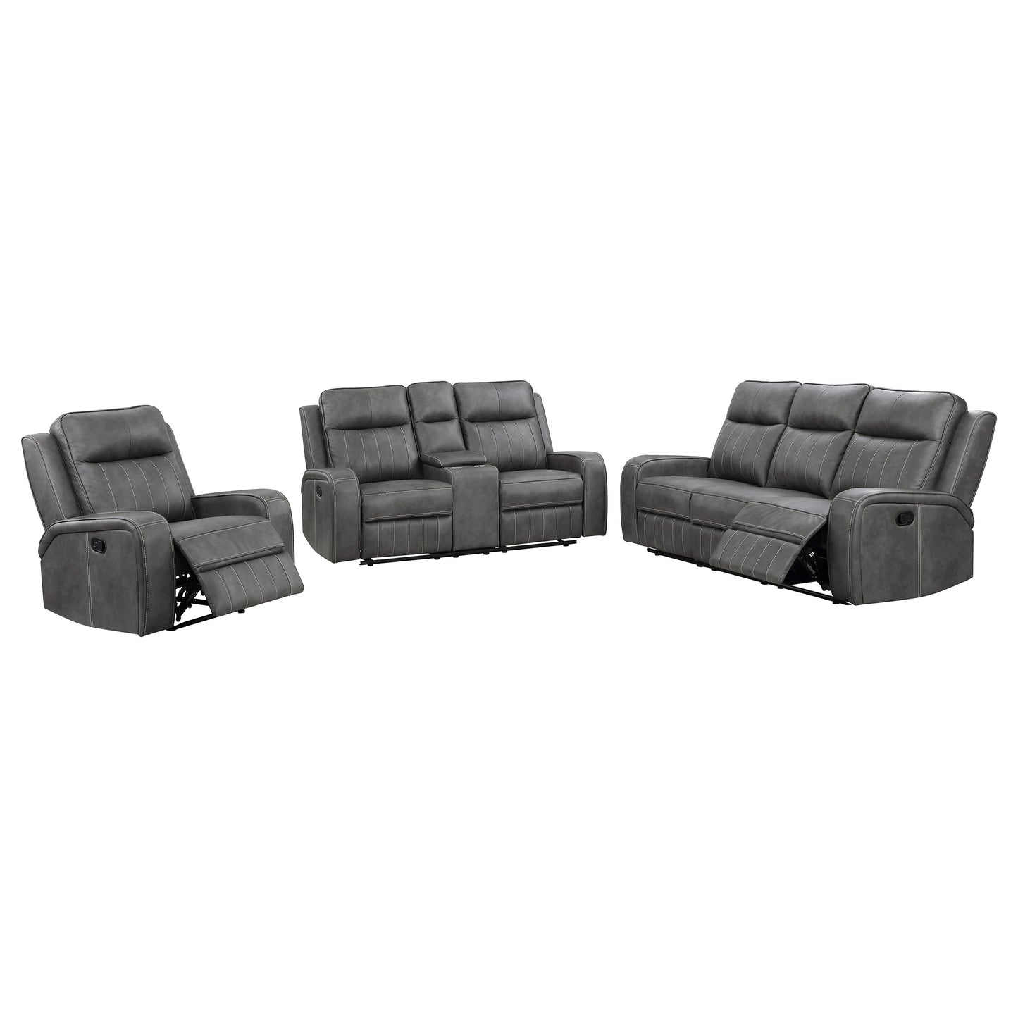 Conjunto de sofá reclinable tapizado de 3 piezas Raelynn gris