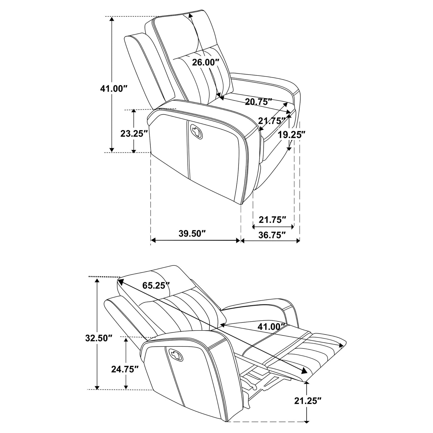 Conjunto de sofá reclinable tapizado de 3 piezas Raelynn gris