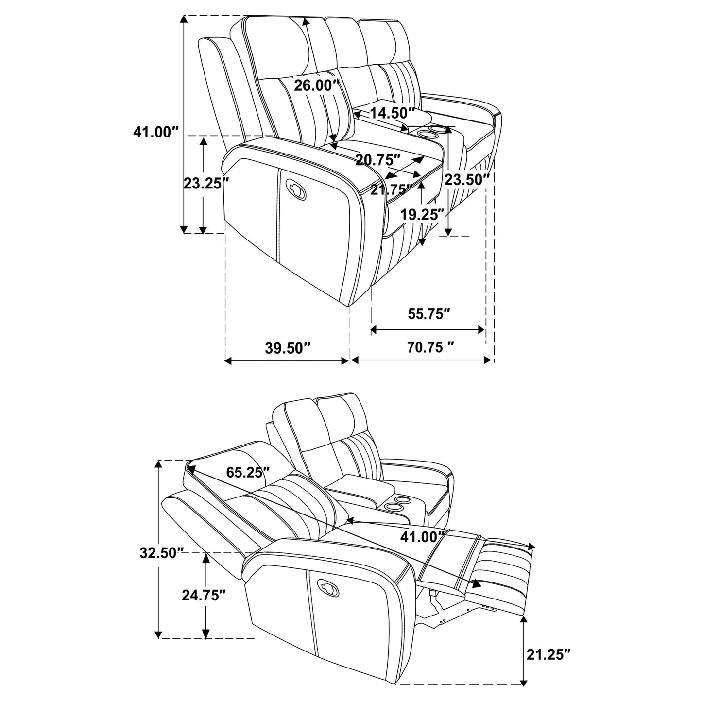 Conjunto de sofá reclinable tapizado de 3 piezas Raelynn gris