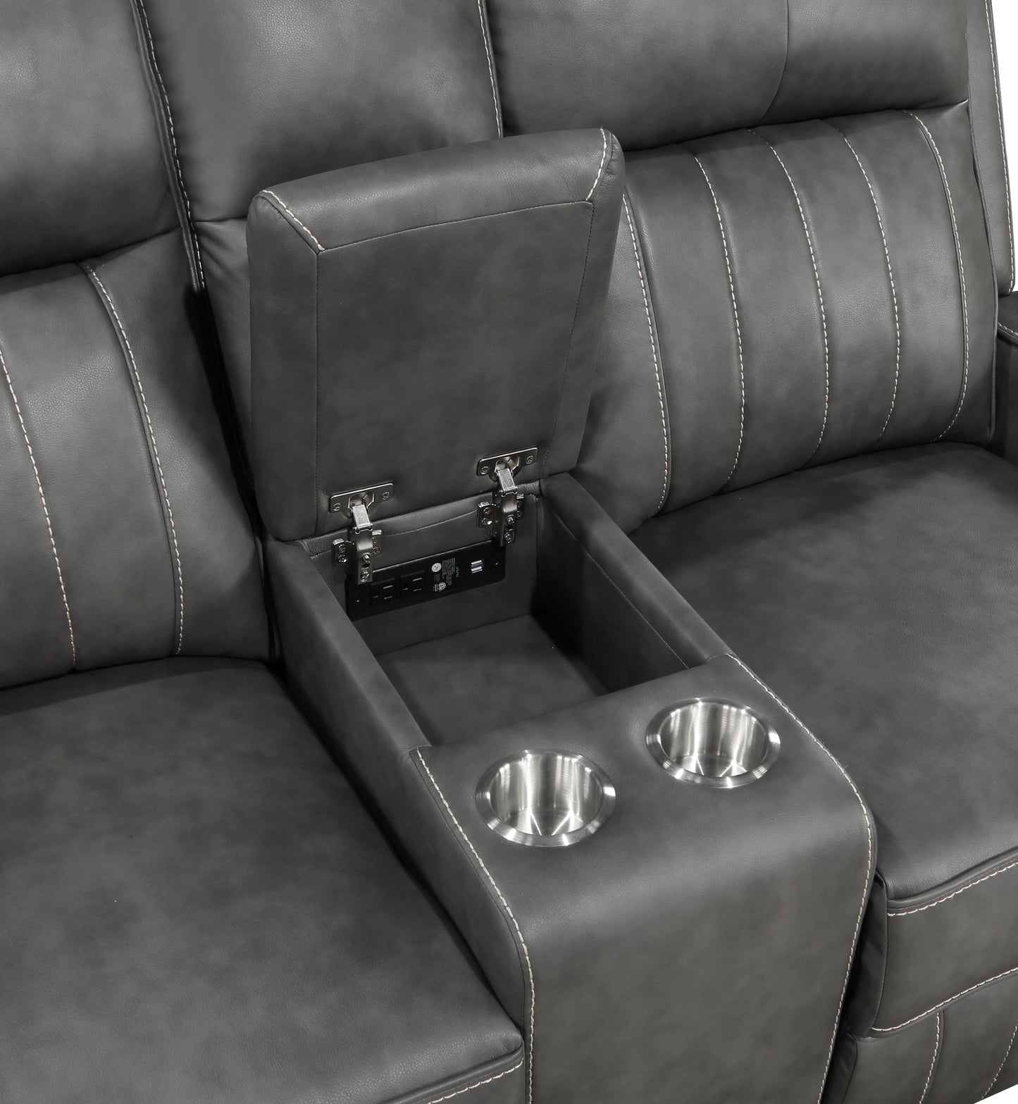 Conjunto de sofá reclinable tapizado de 3 piezas Raelynn gris