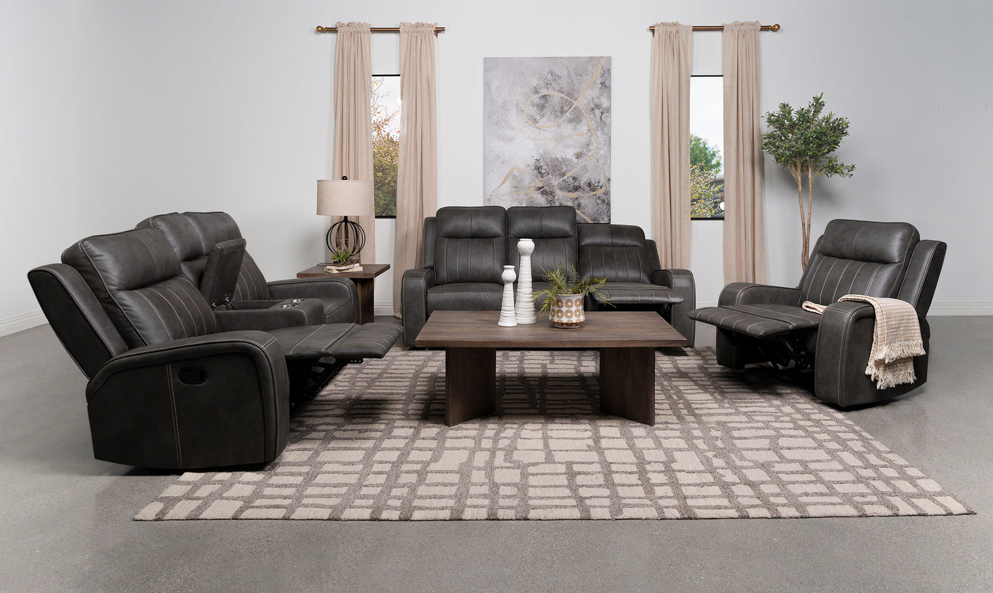 Conjunto de sofá reclinable tapizado de 3 piezas Raelynn gris