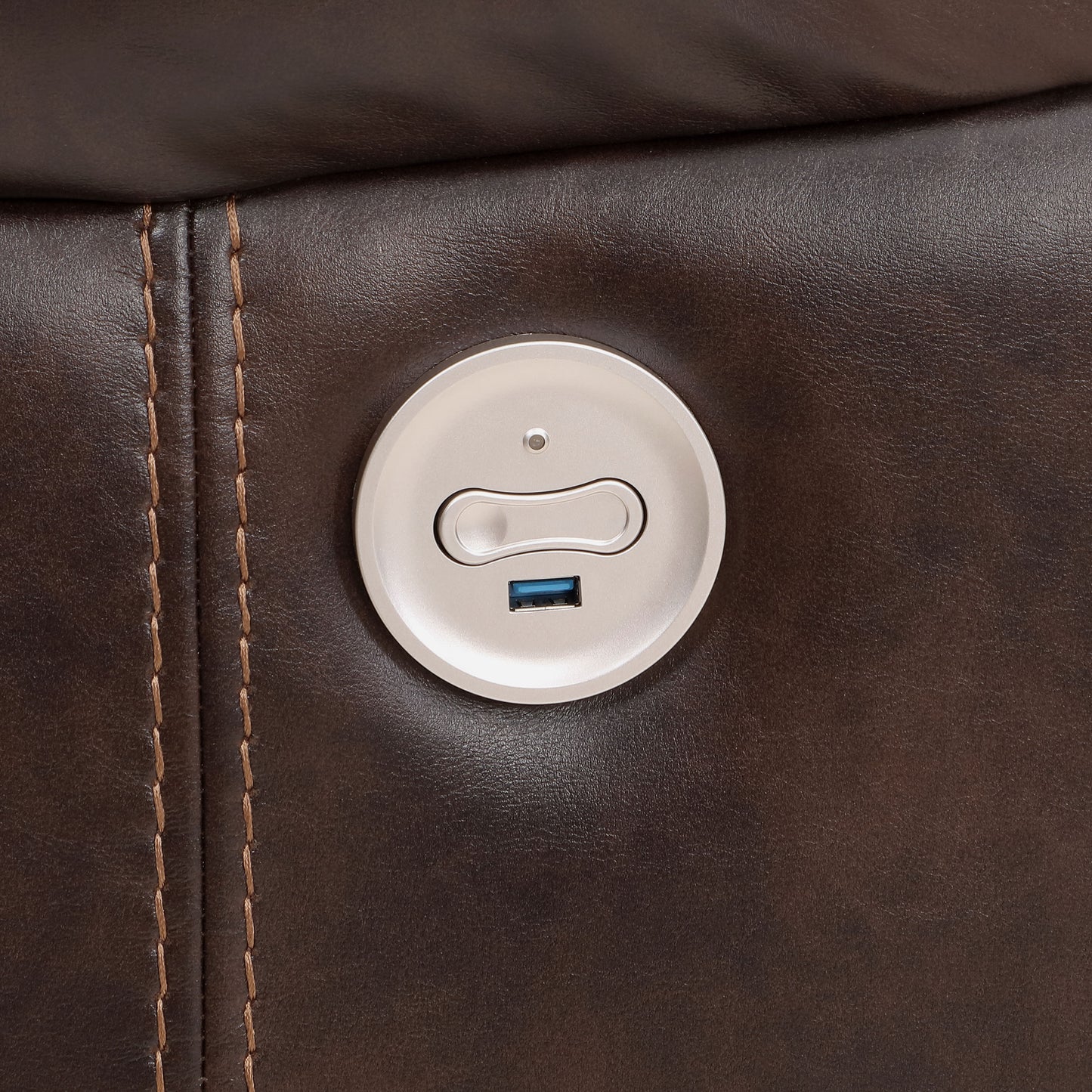 Sofá seccional reclinable eléctrico tapizado Sycamore marrón