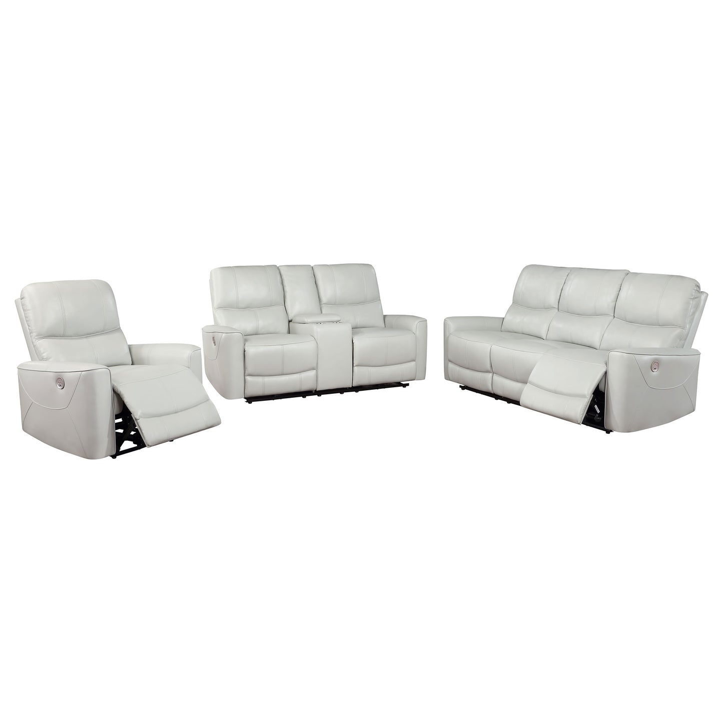 Conjunto de sofá reclinable eléctrico de 3 piezas Greenfield gris paloma