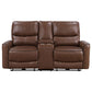 Loveseat reclinable eléctrico tapizado Greenfield color marrón silla de montar