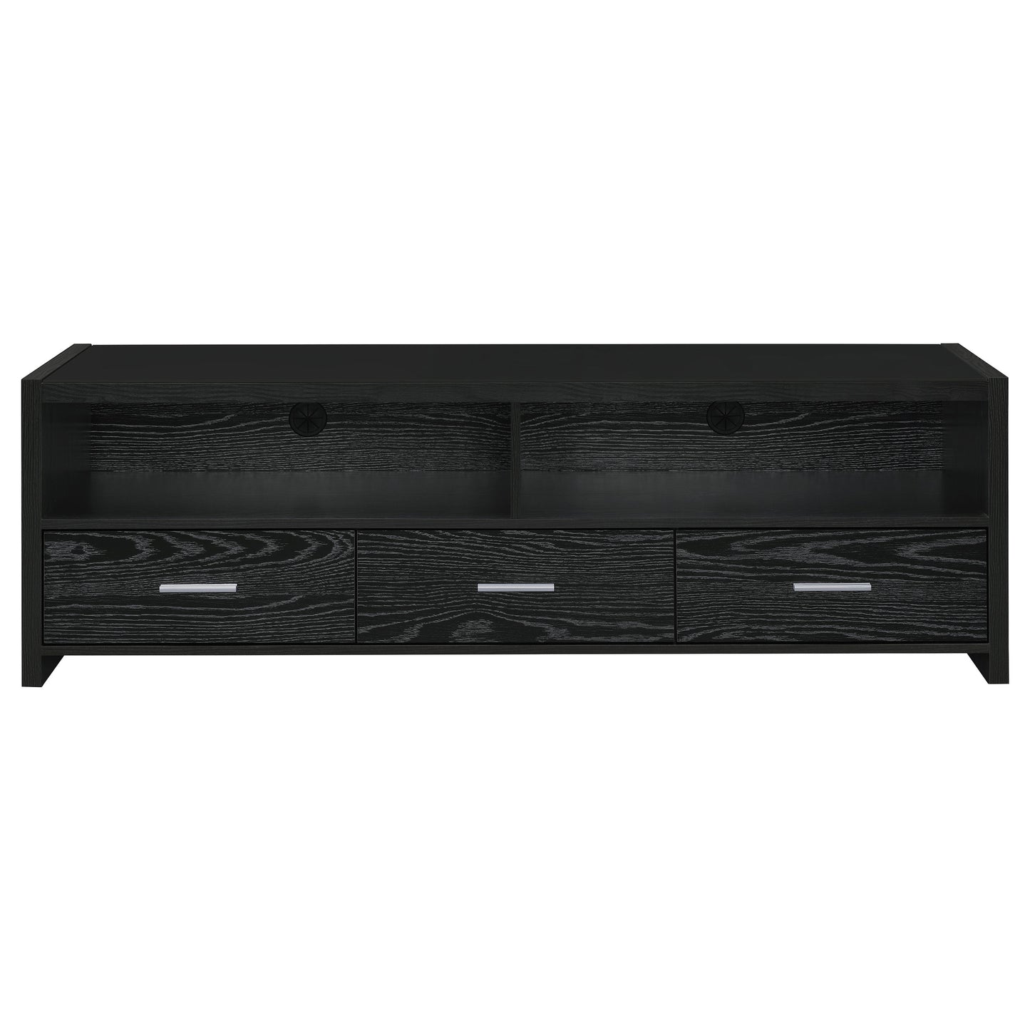 Mueble para TV Alton de 62 pulgadas, madera de ingeniería, con 3 cajones, roble negro