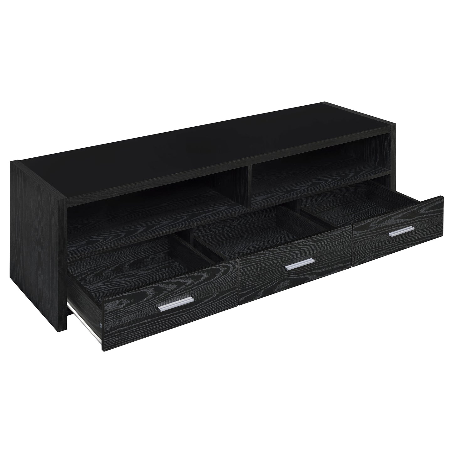 Mueble para TV Alton de 62 pulgadas, madera de ingeniería, con 3 cajones, roble negro