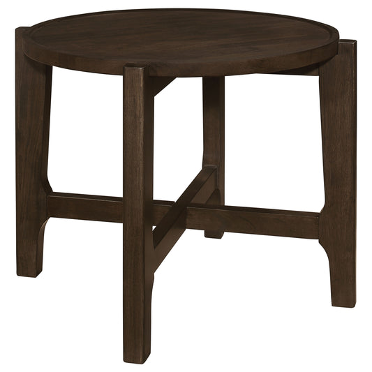 Mesa auxiliar redonda de madera maciza Cota marrón oscuro