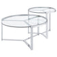 Delia 2-Piece Round Glass Top Nesting Coffee Table Chrome