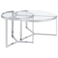 Delia 2-Piece Round Glass Top Nesting Coffee Table Chrome