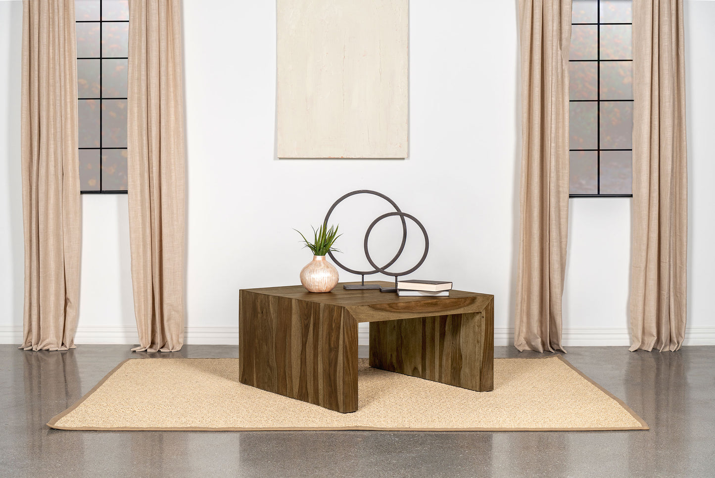 Mesa de centro cuadrada de madera maciza Odilia color castaño rojizo