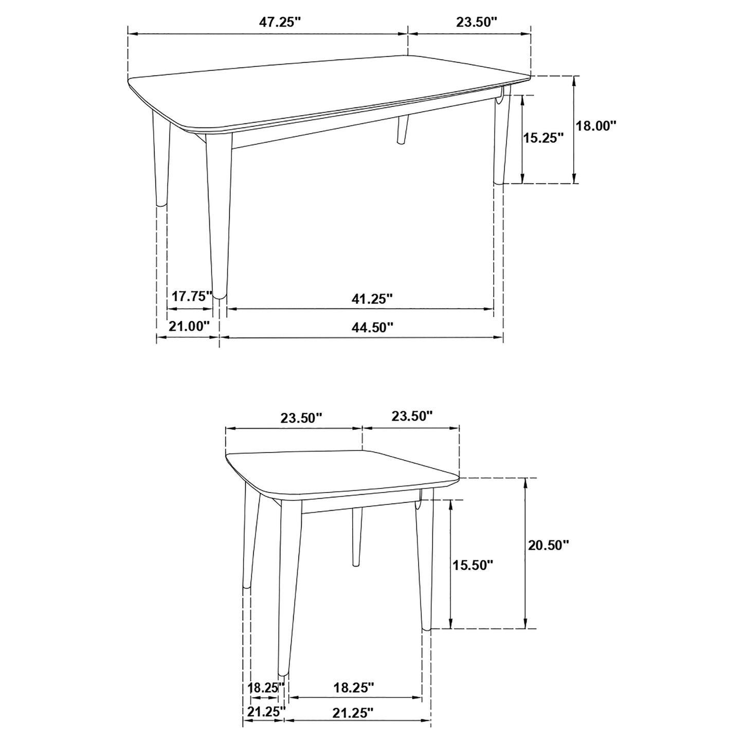 Juego de mesa de centro rectangular Radley de 3 piezas, color negro