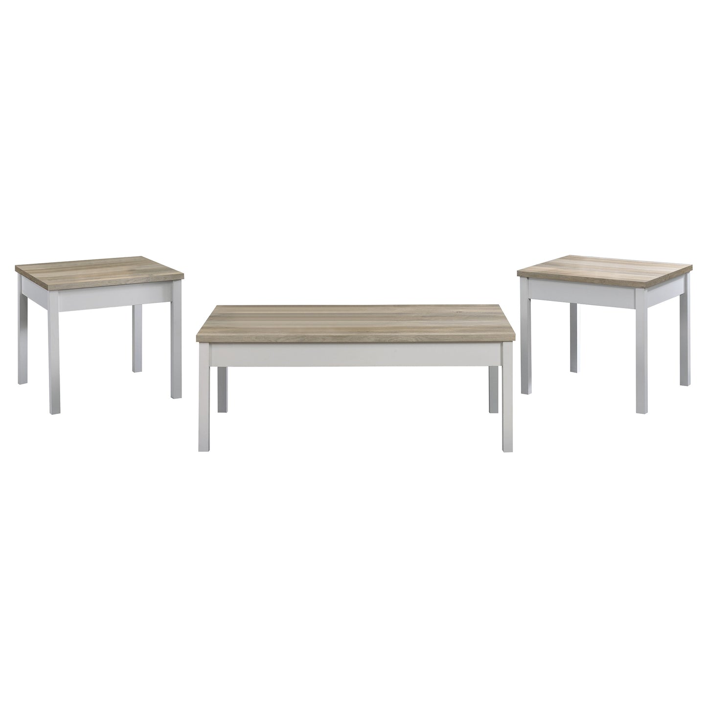 Juego de mesa de centro Stacie de 3 piezas en pino envejecido y blanco