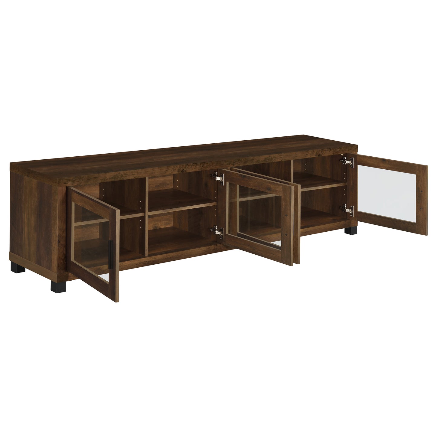 Mueble para TV Sachin de 4 puertas de madera de ingeniería de 79 pulgadas en pino oscuro