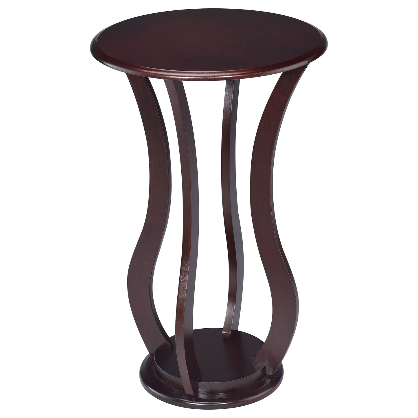 Soporte para plantas con tapa redonda de madera Elton, color cerezo