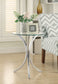 Mesa auxiliar decorativa Eloise redonda con tapa de vidrio cromada