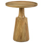 Mesa auxiliar redonda Ixia de madera maciza de mango, color natural