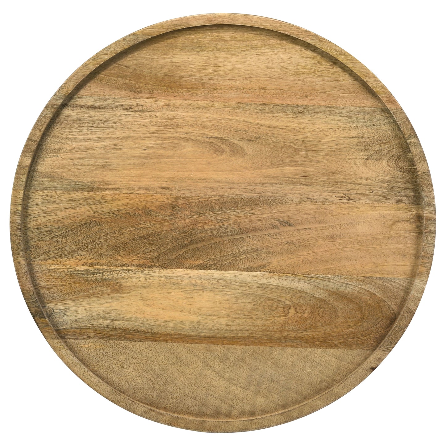 Mesa auxiliar redonda Ixia de madera maciza de mango, color natural
